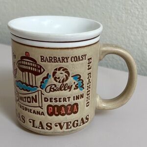 Vintage 1970s Las Vegas Nevada Landmark Casinos Retro Souvenir Coffee Mug Cup
